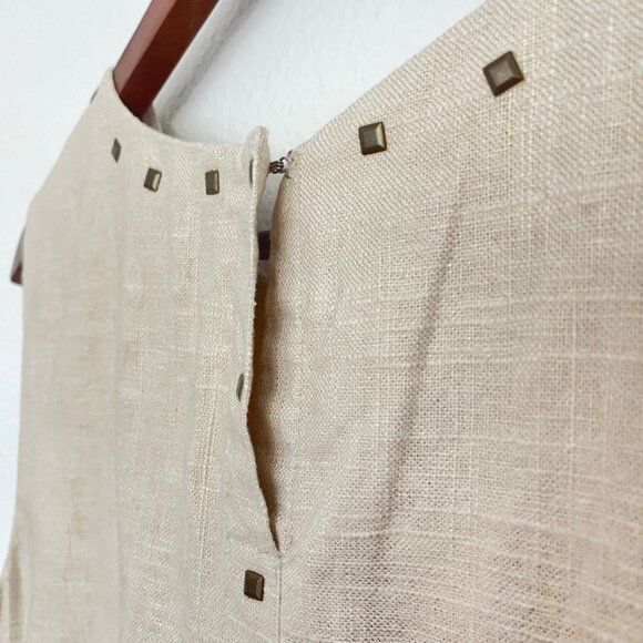 Cynthia Rowley Linen and Cotton Blend Maxi Dress Stud Detail Classy Career Sz14 - Picture 7 of 10